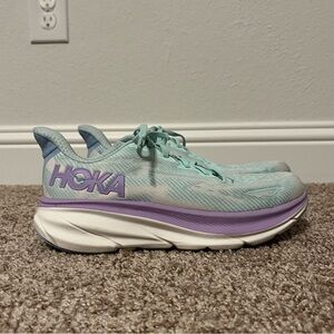 HOKA Clifton 9 Women’s Running Shoes, Size 9M, Sunlit Ocean/Lilac Mist